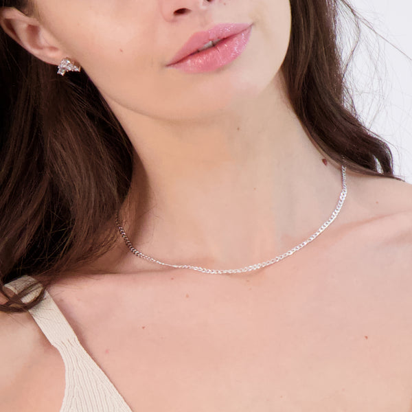 Pori Jewelers Silver 3MM Curb Chain Necklace