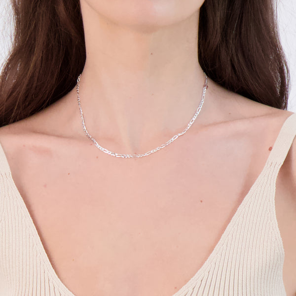 Pori Jewelers Silver 3MM Figaro Chain Necklace