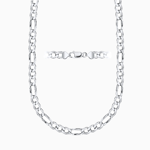 pori jewelers Silver 7MM Figaro Chain Necklace pori jewelers Silver 7MM Figaro Chain Necklace