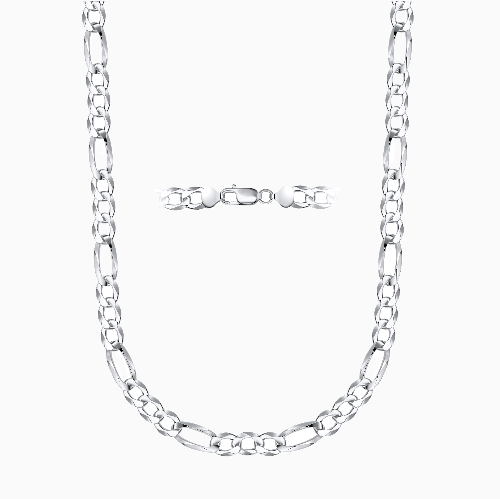 pori jewelers Silver 8.5MM Figaro Chain Necklace pori jewelers Silver 8.5MM Figaro Chain Necklace