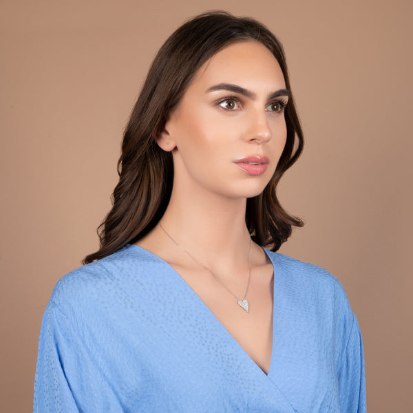 Pori Jewelers Silver Diamond Heart Necklace