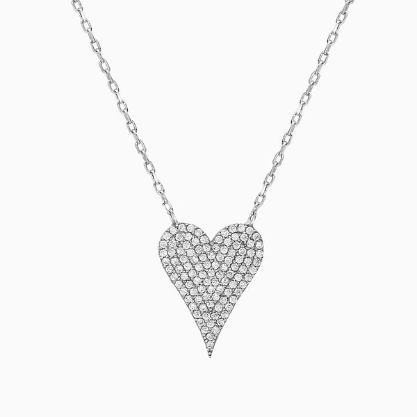 pori jewelers Silver Diamond Heart Necklace