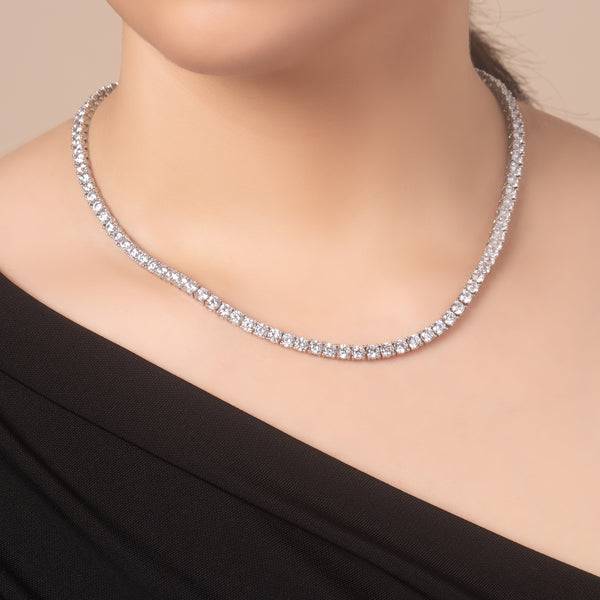 pori jewelers Silver Diamond Tennis Necklace