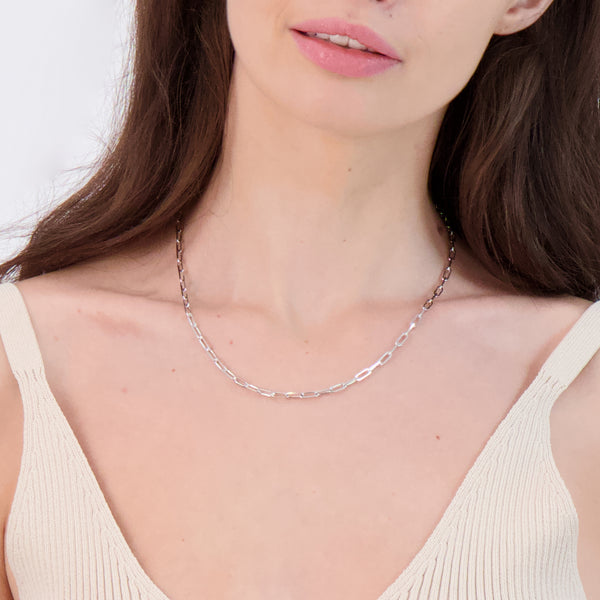 Pori Jewelers Silver 3.5MM Paperclip Chain Necklace