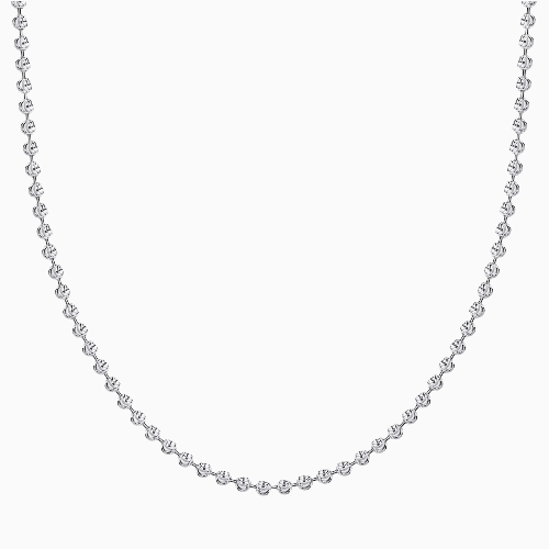 pori jewelers Silver 3MM Moon Cut Bead Chain Necklaces pori jewelers Silver 3MM Moon Cut Bead Chain Necklaces