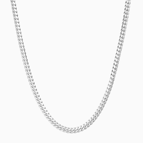 pori jewelers Silver 4MM Miami Cuban Chain Necklace pori jewelers Silver 4MM Miami Cuban Chain Necklace