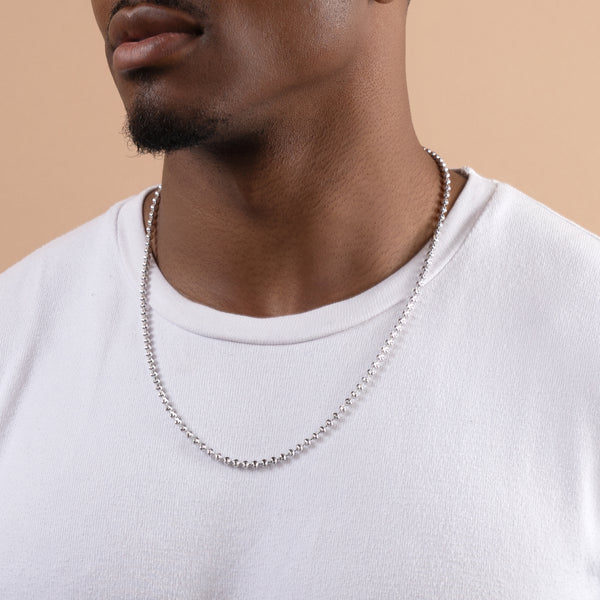 Pori Jewelers Silver 4MM Moon Cut Bead Chain Necklaces