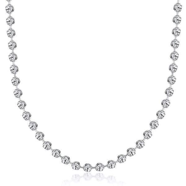 Pori Jewelers Silver 5MM Moon Cut Bead Chain Necklaces