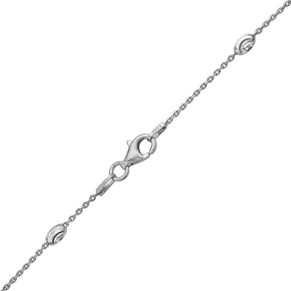 Pori Jewelers SILVER ANCHOR OVAL BEAD MOON CUT NECKLACE
