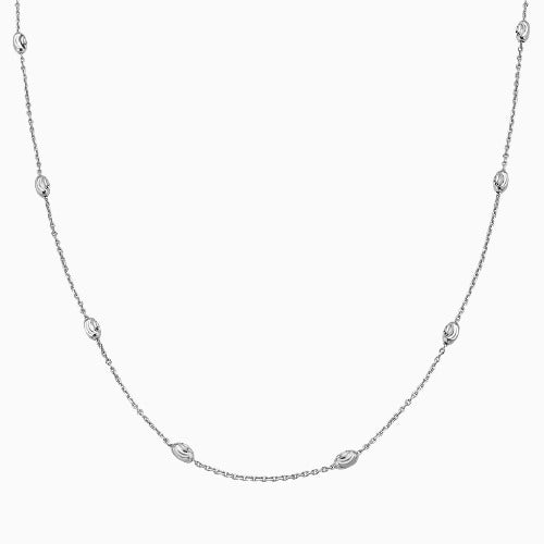 pori jewelers SILVER ANCHOR OVAL BEAD MOON CUT NECKLACE