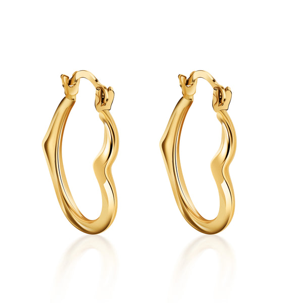 Pori Jewelers Solid Gold Cutesy Open Heart Hoop Earrings