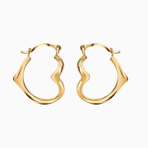 pori jewelers Solid Gold Cutesy Open Heart Hoop Earrings
