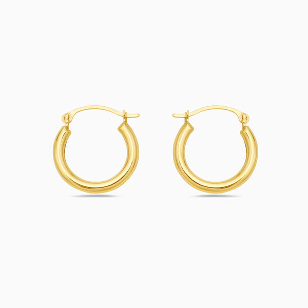 pori jewelers Solid Gold High Polish Thick Round Hoop Earrings