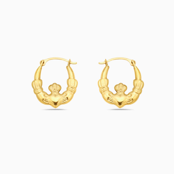 pori jewelers Solid Gold Irish Claddagh Hoop Earrings