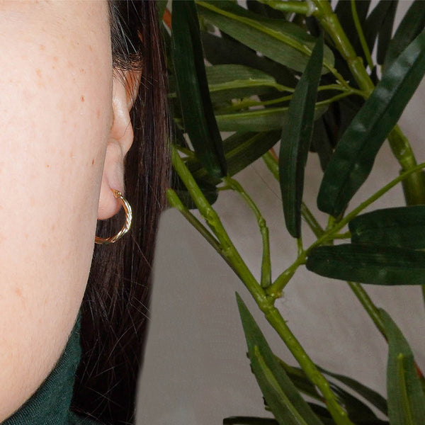 Pori Jewelers Solid Gold Slash Diamond Cut Hoop Earrings