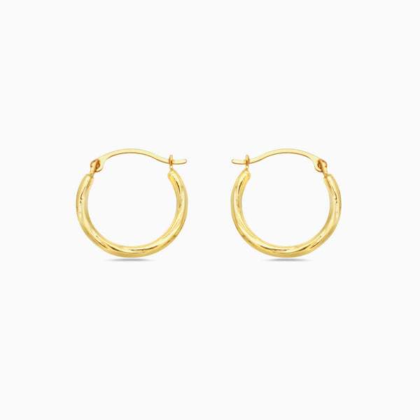 pori jewelers Solid Gold Slash Diamond cut Hoop Earrings