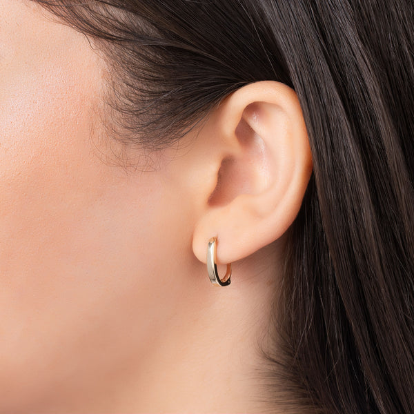 Pori Jewelers Solid Gold Squared Shape Cute Huggies Hoop Earrings