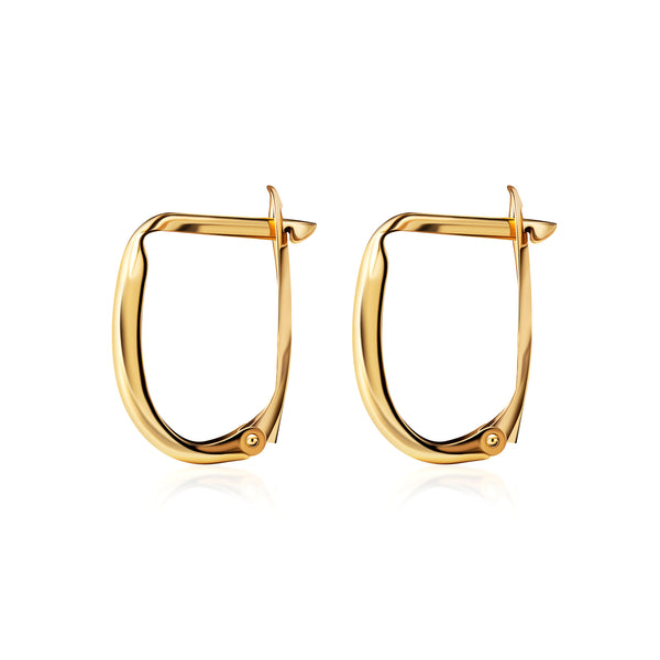 Pori Jewelers Solid Gold Squared Shape Cute Huggies Hoop Earrings