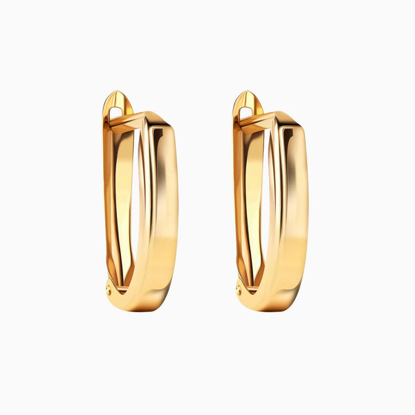 pori jewelers Solid Gold Squared Shape Cute Huggies Hoop Earrings