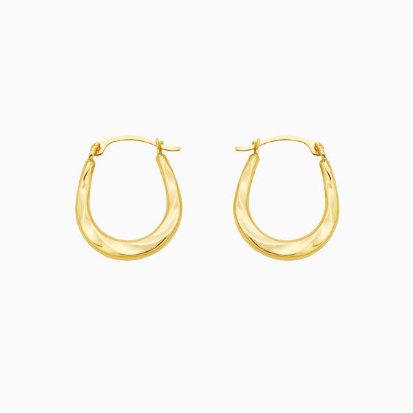 pori jewelers Solid Gold Twist Design Oval Shape Hoop Earrings