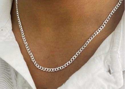 Pori Jewelers Sterling Silver 4MM Cuban Chain Necklace