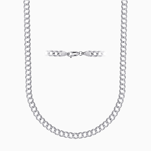 pori jewelers Sterling Silver 4MM Cuban Chain Necklace pori jewelers Sterling Silver 4MM Cuban Chain Necklace