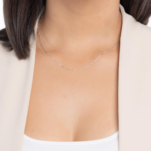 Pori Jewelers Sterling Silver Dainty Rectangle 2MM Paperclip Link Adjustable Slider Chain