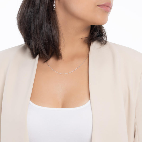 Pori Jewelers Sterling Silver Dainty Rectangle 2MM Paperclip Link Adjustable Slider Chain