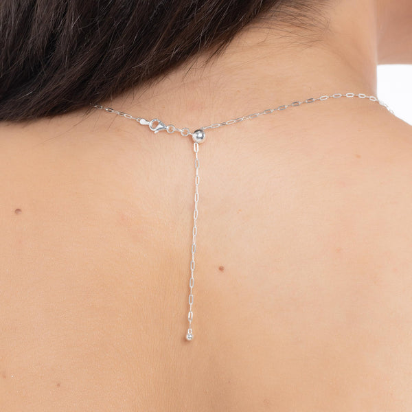 Pori Jewelers Sterling Silver Dainty Rectangle 2MM Paperclip Link Adjustable Slider Chain