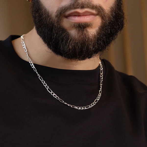 pori jewelers Sterling Silver Flat Figaro Chain Necklace 20-26" Unisex