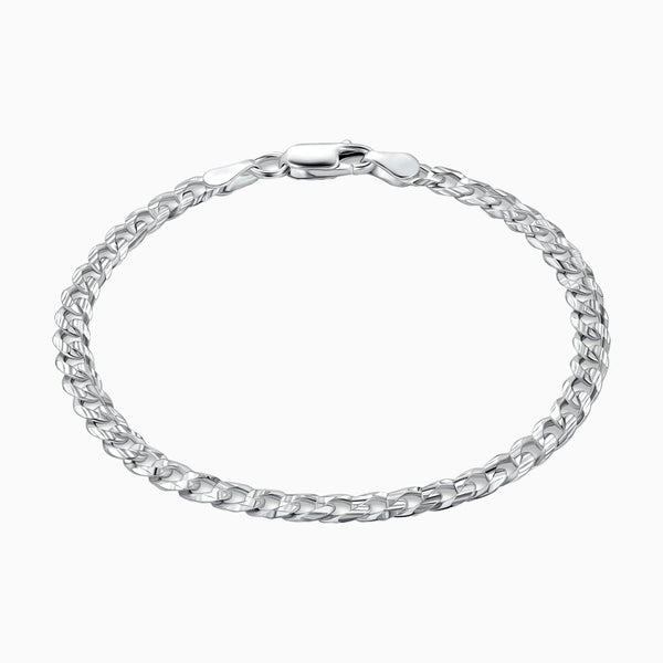 pori jewelers Sterling Silver Italian 4MM or 5MM Italian Solid Cuban Link Curb Chain Bracelet