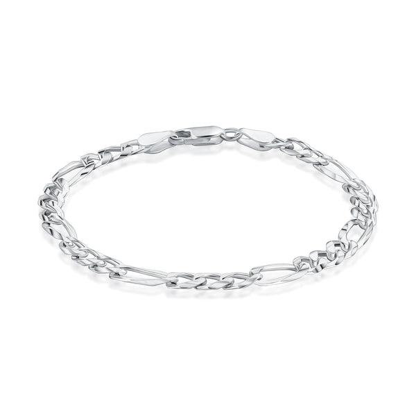 Pori Jewelers Sterling Silver Italian 4MM Or 5MM Italian Solid Figaro Link 3+1 Chain Bracelet