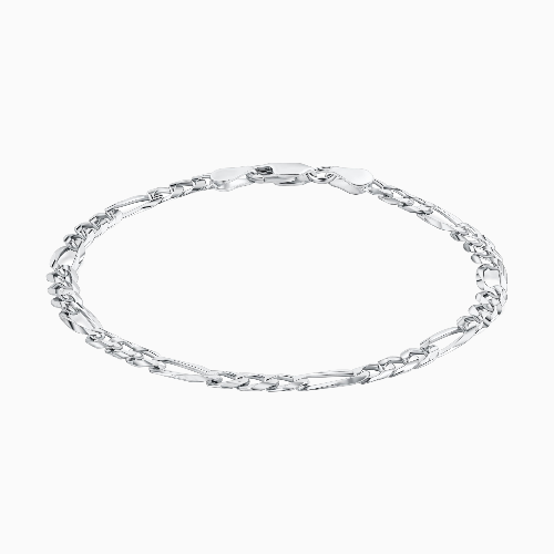 pori jewelers Sterling Silver Italian 4MM or 5MM Italian Solid Figaro Link 3+1 Chain Bracelet