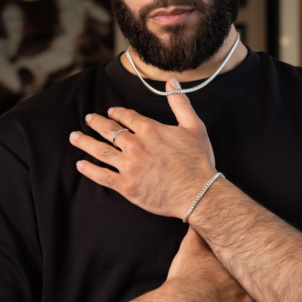 Pori Jewelers Unisex Italy Solid 925 Sterling Silver Miami Cuban Chain Necklace 5 MM Thickness