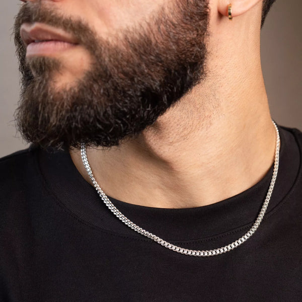 pori jewelers Unisex Italy Solid 925 Sterling Silver Miami Cuban Chain Necklace 5 MM Thickness