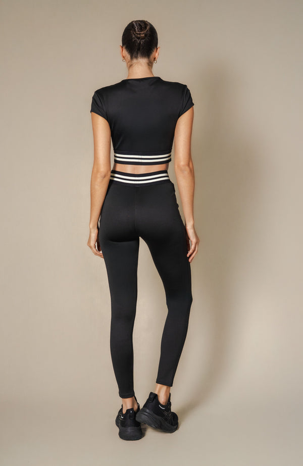 Port De Bras Aime Legging Black (Black / White Band)