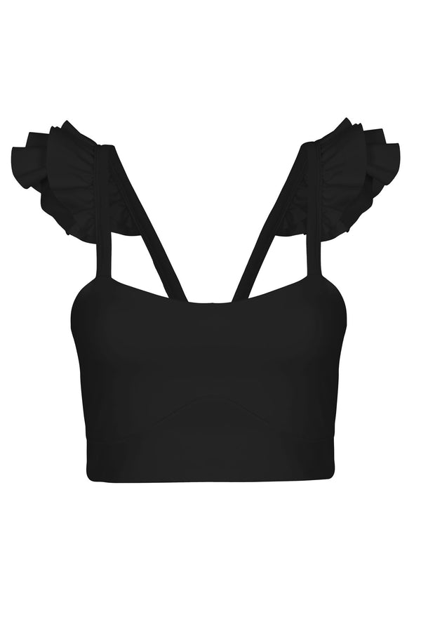 Port De Bras Ruffle Crop Black