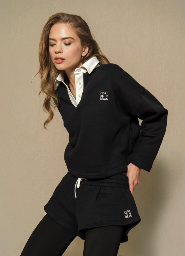 Port De Bras Sofia Shorts Black - White Drawcord