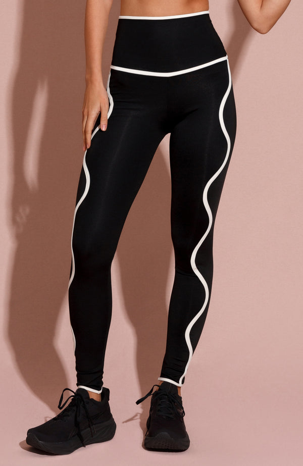 Port De Bras Wave Rib Legging Black
