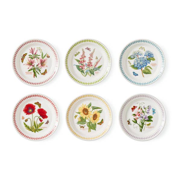 portmeirion Botanic Garden Meadow Set of 6 Small Dinner Plates Assorted