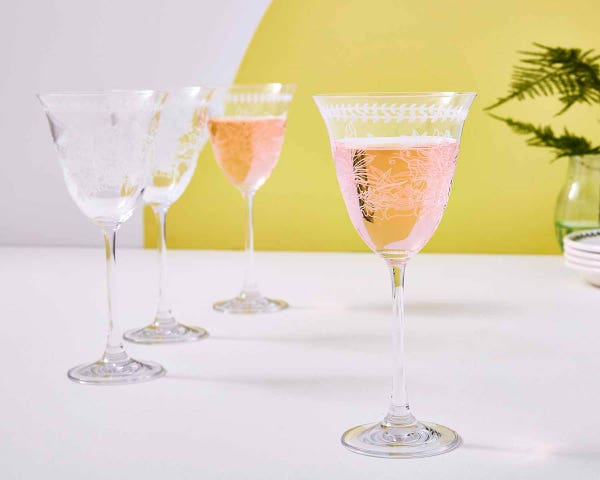 Portmeirion Botanic Garden Set Of 4 Crystal Wine Glasses