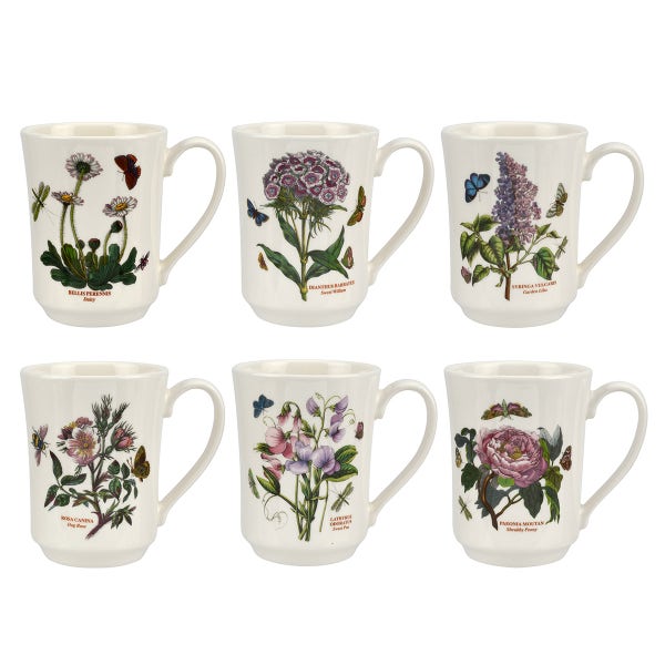portmeirion Botanic Garden Set of 6 Flared Tankard Mugs