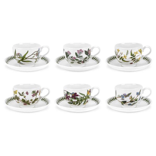 portmeirion Botanic Garden Set of 6 Teacups & Saucers