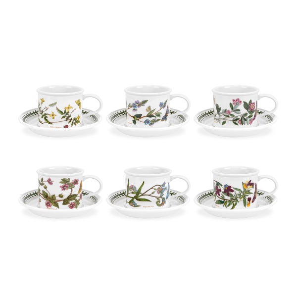 portmeirion Botanic Garden Set of 6 Teacups & Saucers