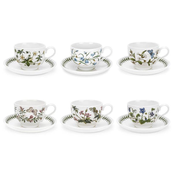 portmeirion Botanic Garden Set of 6 Teacups & Saucers