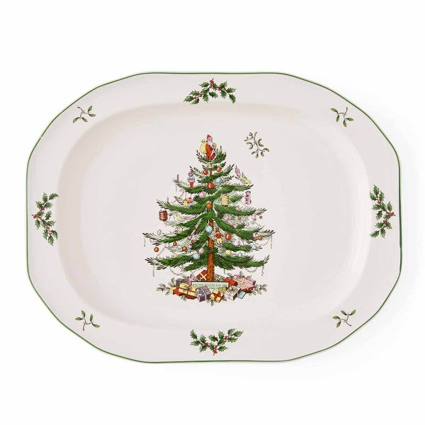 portmeirion Christmas Tree Sculpted Oval Platter 35cm