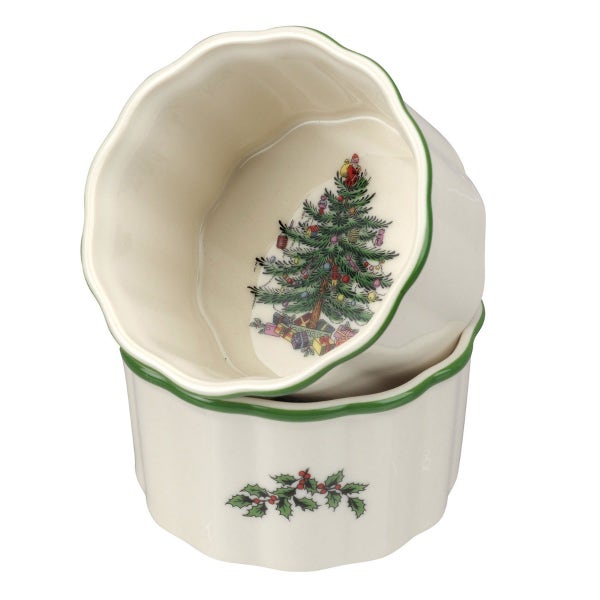 portmeirion Christmas Tree Set of 2 Scalloped Ramekins