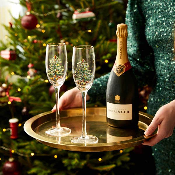 Portmeirion Christmas Tree Set Of 4 Champagne Flutes