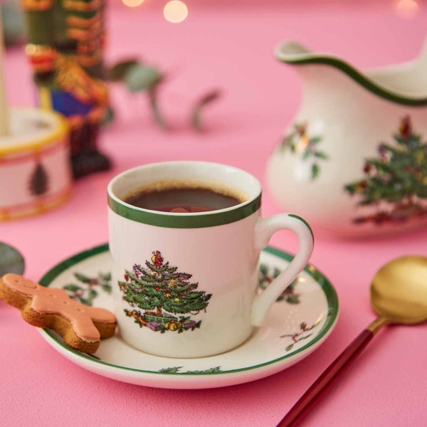Portmeirion Christmas Tree Set Of 4 Espresso Cup & Saucer