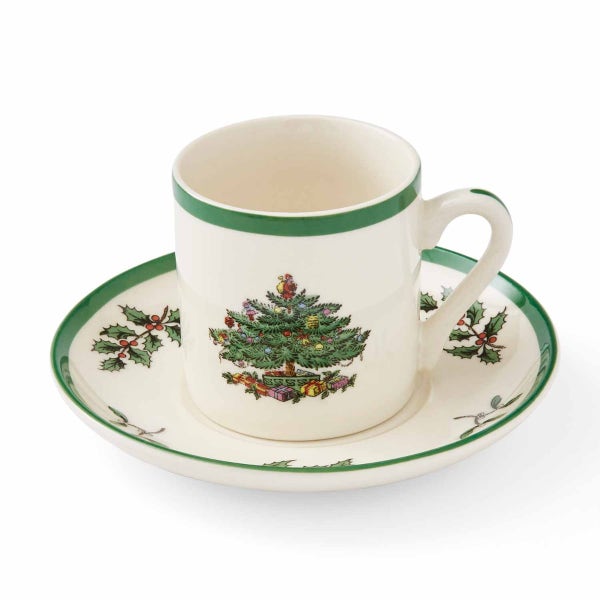 Portmeirion Christmas Tree Set Of 4 Espresso Cup & Saucer